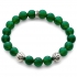 Green Onyx Gemstone Flower Bead Bracelet in Silver