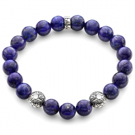 Blue Lapis Lazuli Gemstone Star Bead Bracelet in Silver
