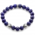 Blue Lapis Lazuli Gemstone Star Bead Bracelet in Silver