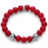 Red Jade Gemstone Star Bead Bracelet in Silver