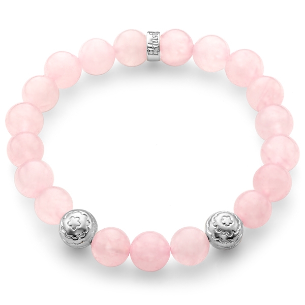 Pink Quartz Flower Bead Bracelet