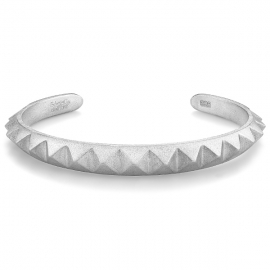 Matte Solid Pyramid Cuff Bracelet in Silver