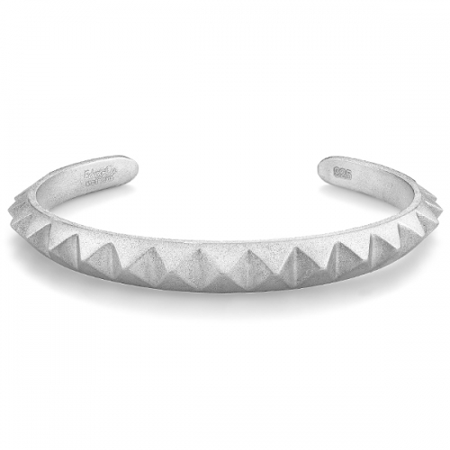Matte Solid Pyramid Cuff Bracelet in Silver