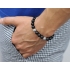 Matte Black Onyx Gemstone Celtic Bead Bracelet in Silver