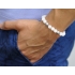 White Quartz Gemstone Celtic Bead Bracelet in Silver