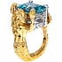 Mermaid Aquamarine Diamond Ring in 18K Yellow Gold & Platinum