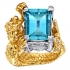 Mermaid Aquamarine Diamond Ring in 18K Yellow Gold & Platinum